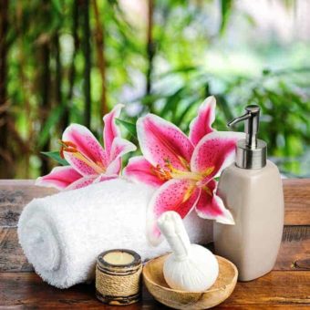 Pink Frangipanis on Towel